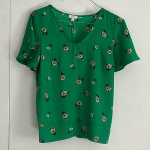 Kelly green floral blouse